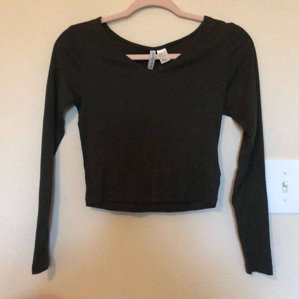 Long sleeved v neck crop top